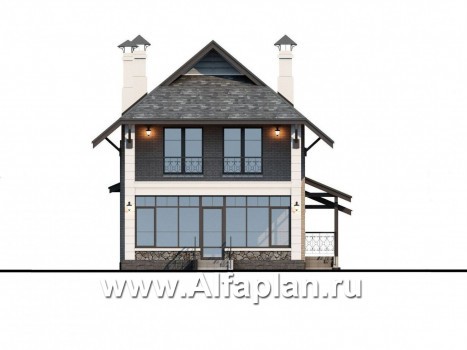 Проекты домов Альфаплан - «Одетта» - компактный дом с навесом для машины - превью фасада №4