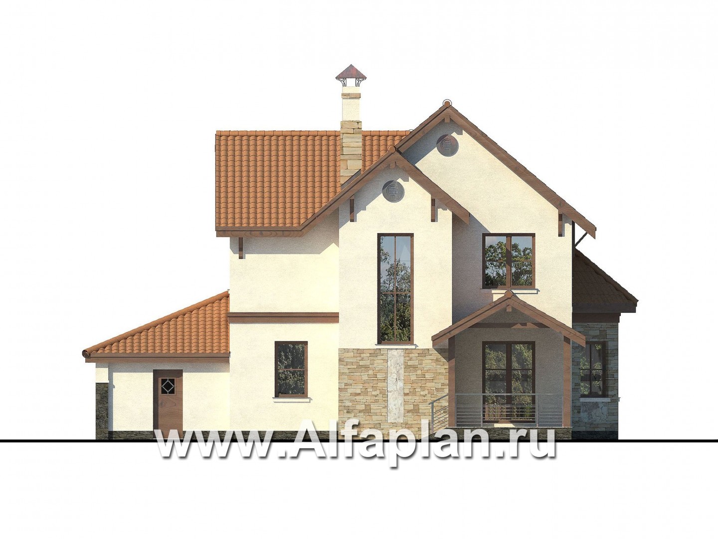 Проекты домов Альфаплан - «Бригантина» - проект коттеджа с оригинальным планом - изображение фасада №4