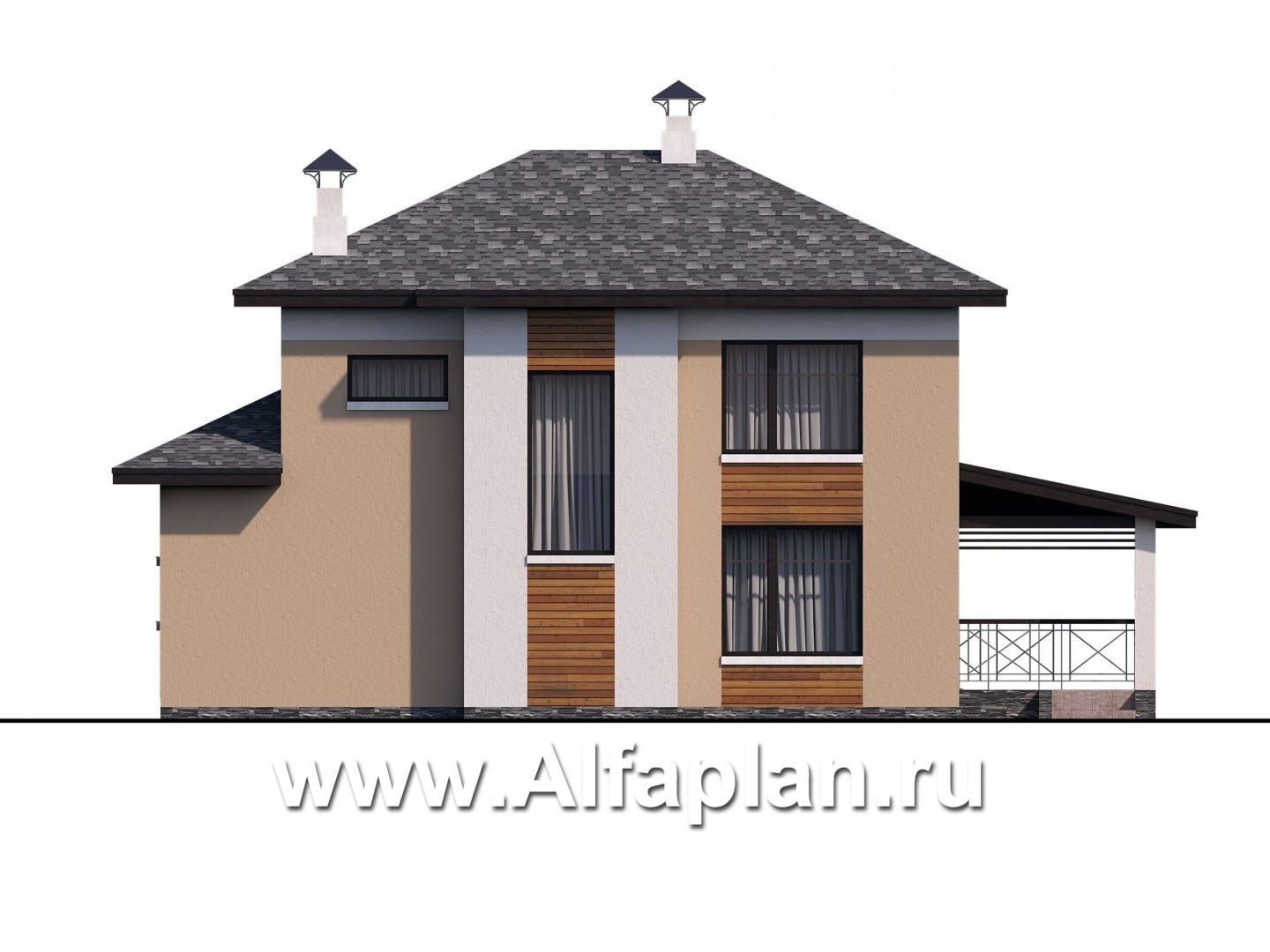 Проекты домов Альфаплан - «Стимул» - рациональный загородный дом - изображение фасада №4