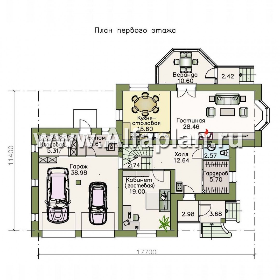 Проекты домов Альфаплан - «Приорат»- элегантный проект коттеджа - изображение плана проекта №1