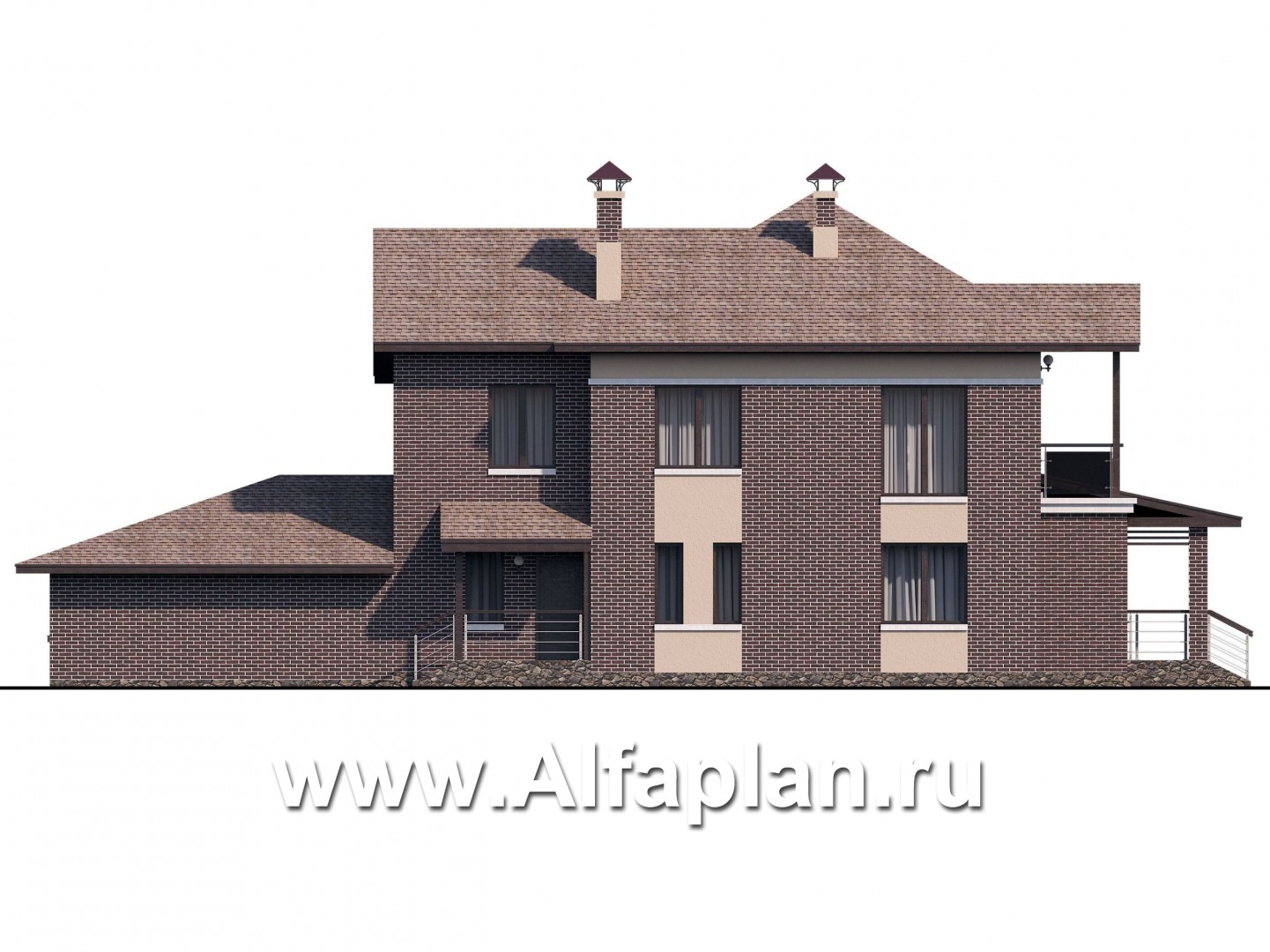 Проекты домов Альфаплан - «Голицын»- особняк с гаражом на два автомобиля - изображение фасада №4