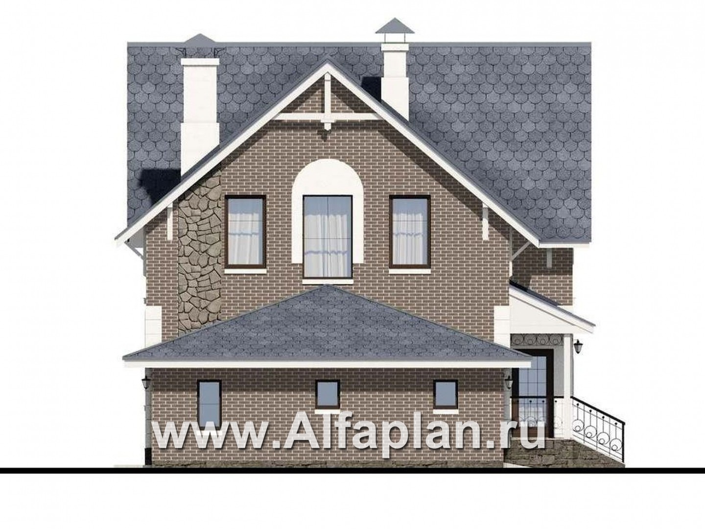Проекты домов Альфаплан - Дом из газобетона «Оптима» - изображение фасада №3