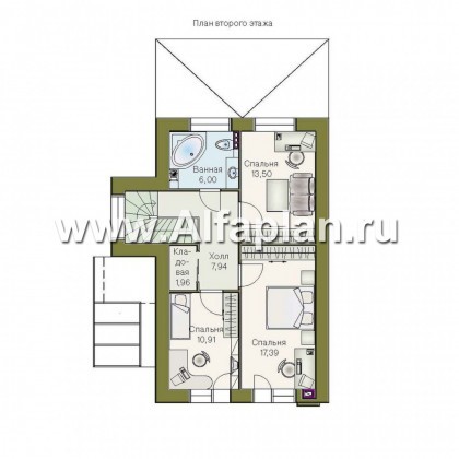 Проекты домов Альфаплан - «Вишневый сад» - проект небольшого дома или дачи - превью плана проекта №2