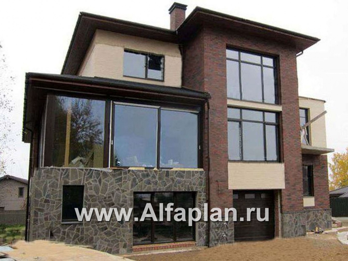 Проекты домов Альфаплан - «Три  семерки»- современный особняк с большими окнами - дополнительное изображение №1