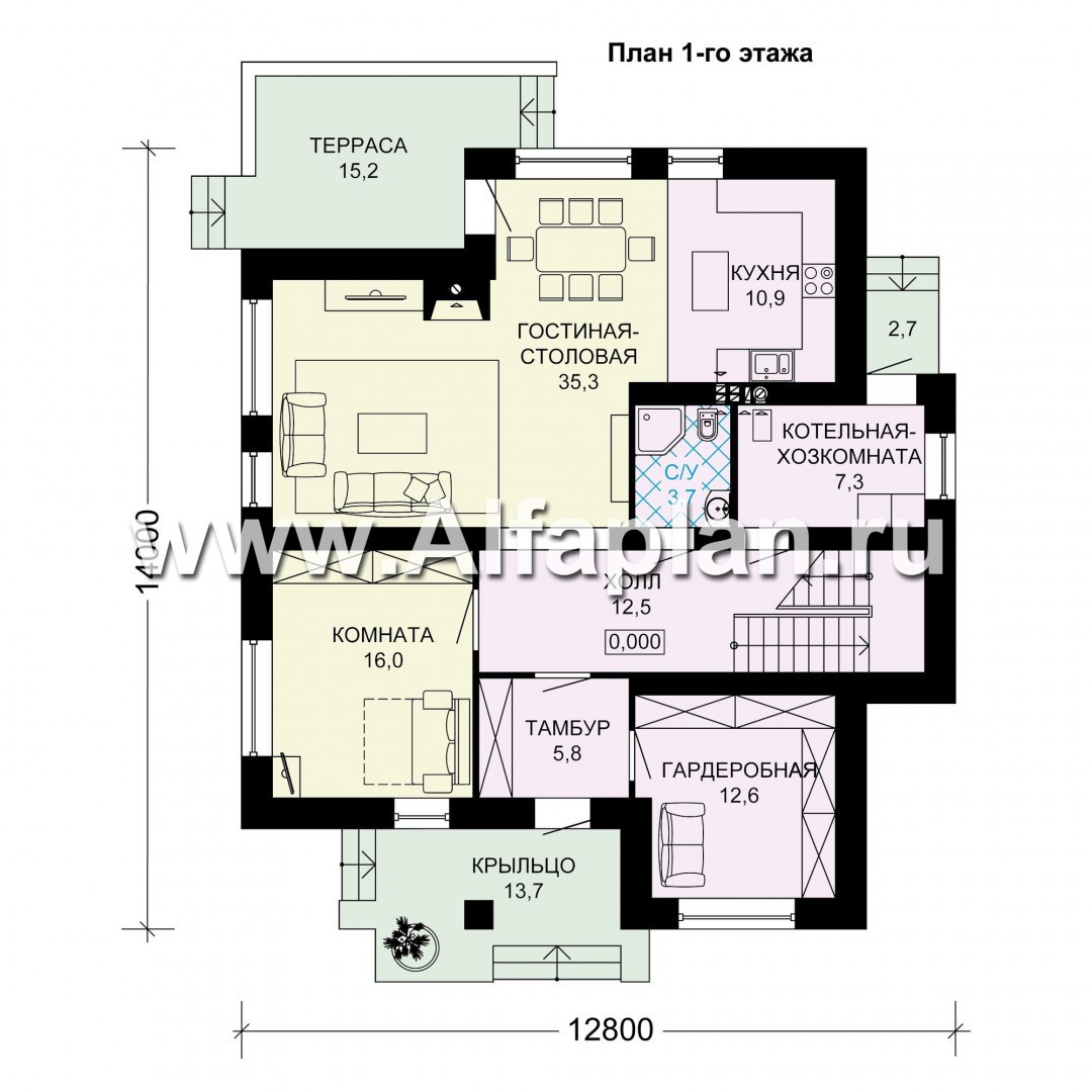 Проекты домов Альфаплан - Двухэтажный комфортный загородный дом. - изображение плана проекта №1