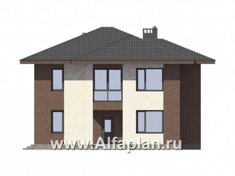 Проекты домов Альфаплан - Двухэтажный комфортный загородный дом. - превью фасада №1