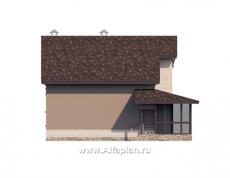 Проекты домов Альфаплан - «Регата» — комфортный загородный дом с двускатной крышей - превью фасада №3