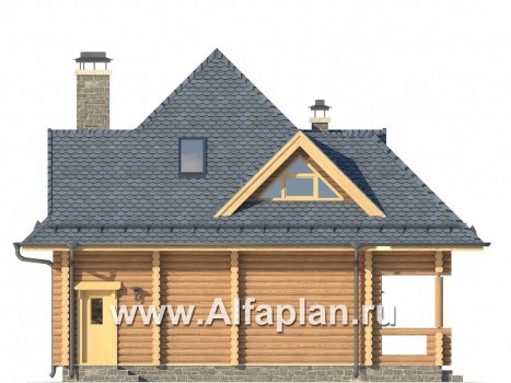 Проекты домов Альфаплан - Компактный деревянный дом - превью фасада №3