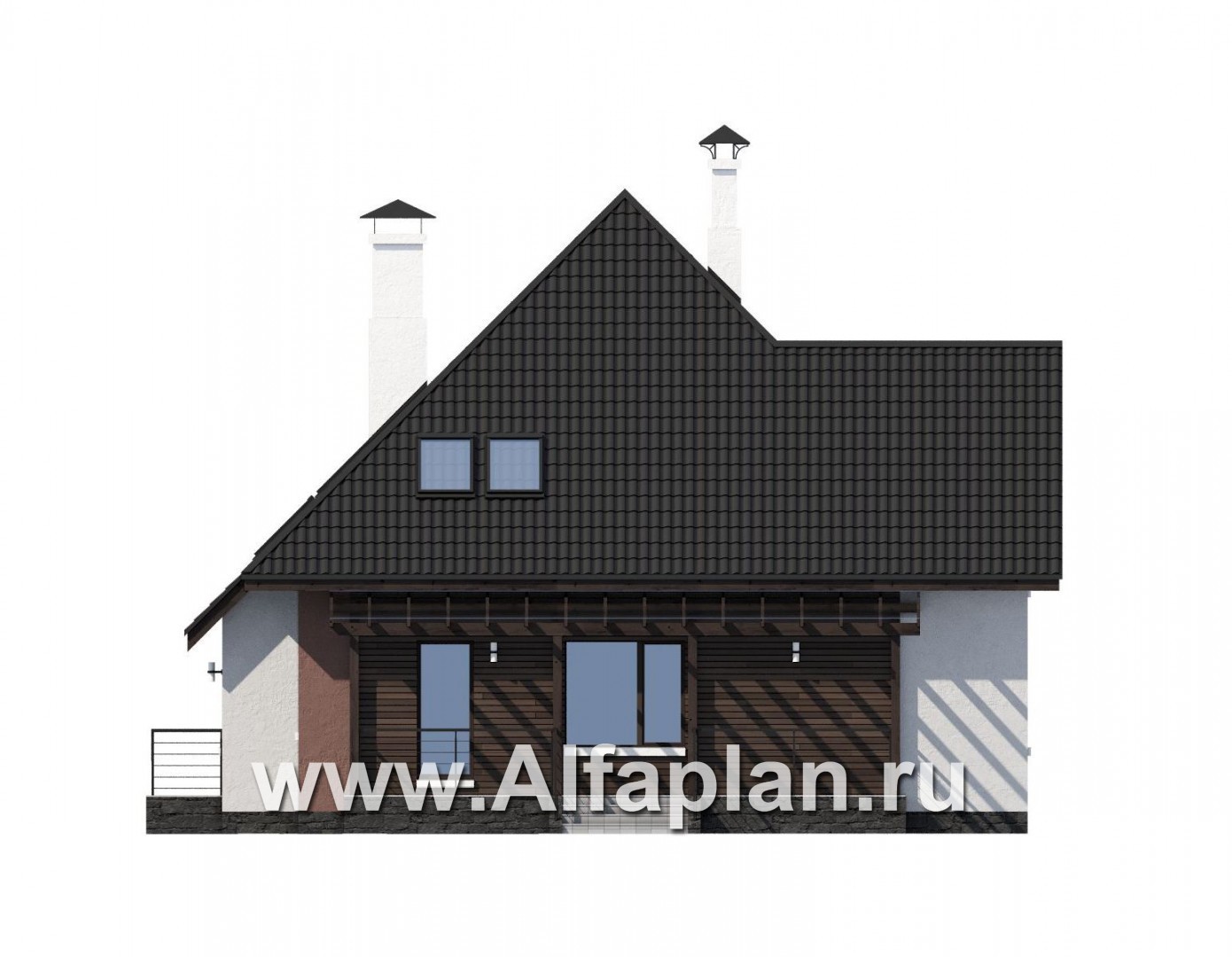Проекты домов Альфаплан - «Сириус» - современный мансардный дом - изображение фасада №4