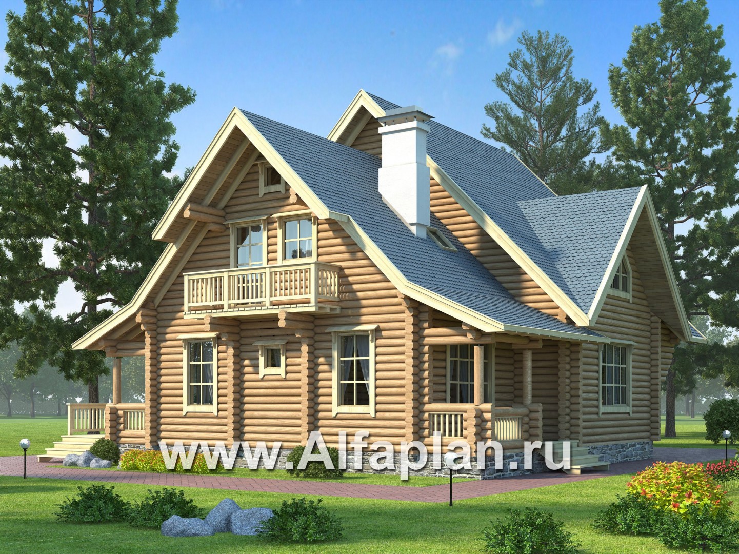 Проекты домов Альфаплан - Традиционный деревянный загородный дом - дополнительное изображение №1