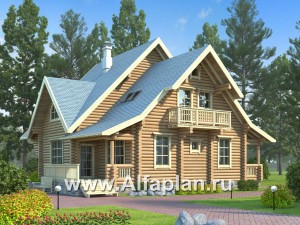 Проекты домов Альфаплан - Традиционный деревянный загородный дом - превью основного изображения