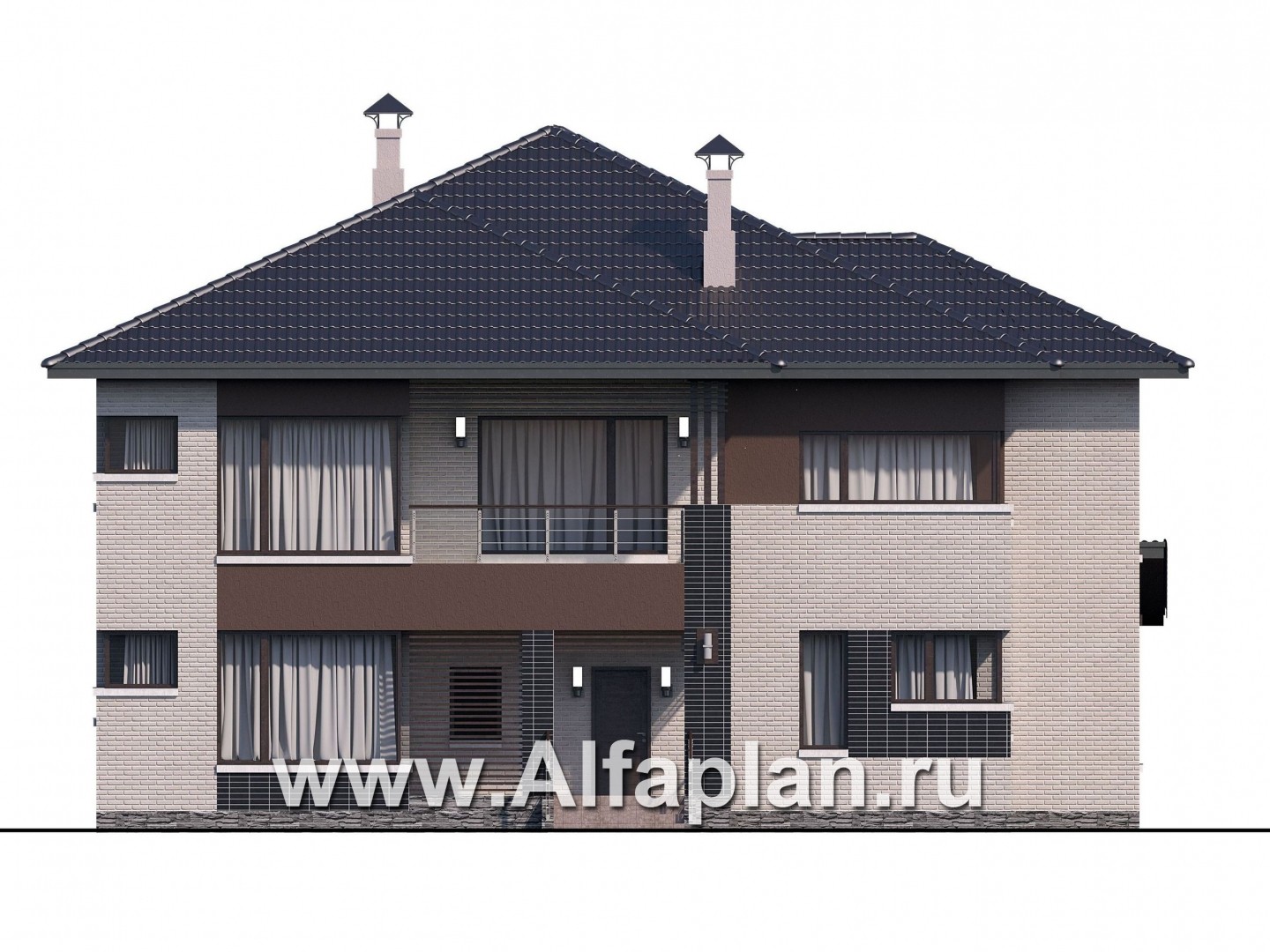 Проекты домов Альфаплан - «Эльба» — современная вилла с угловым остеклением - изображение фасада №1