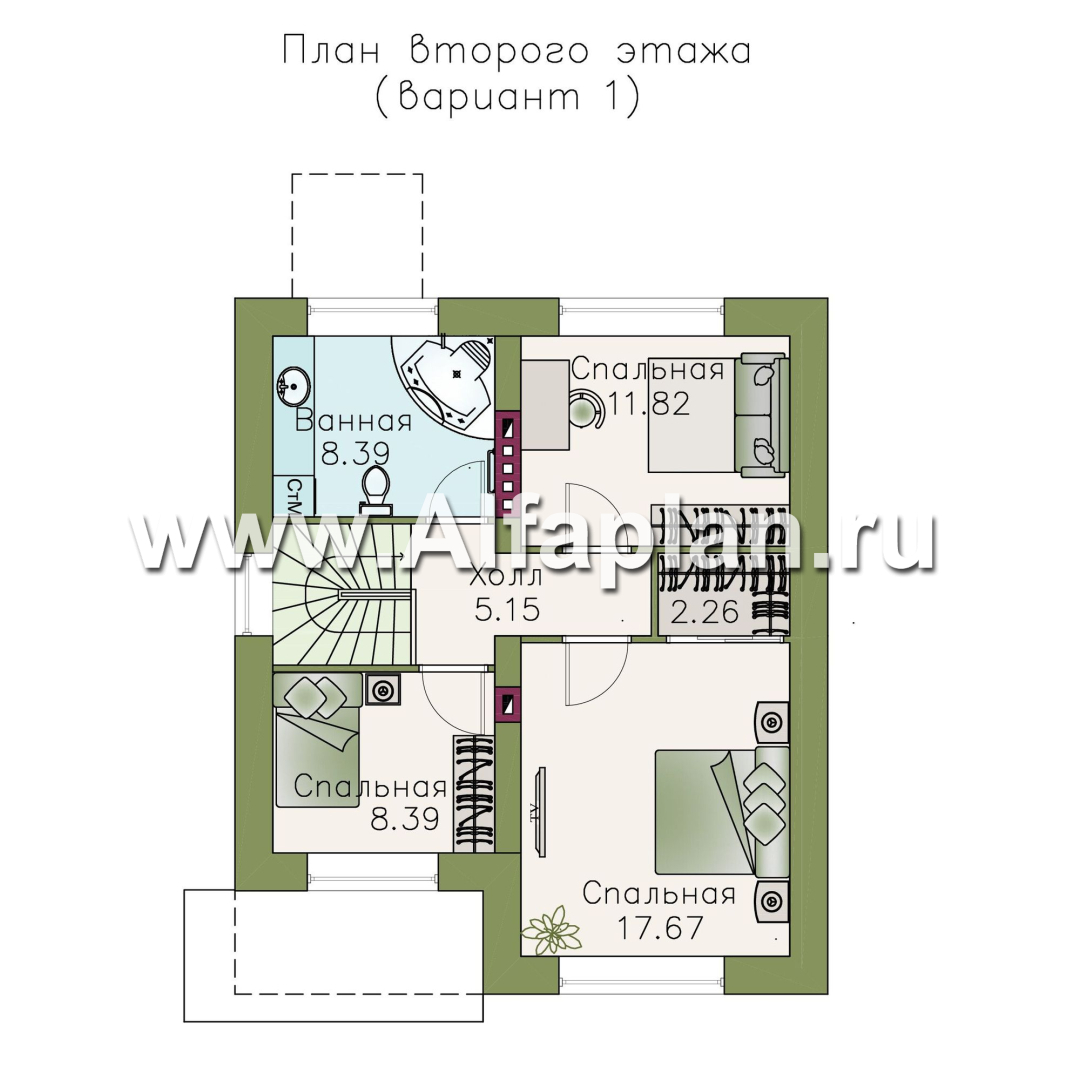 Проекты домов Альфаплан - «Оптима»- стильный небольшой дом - план проекта №2