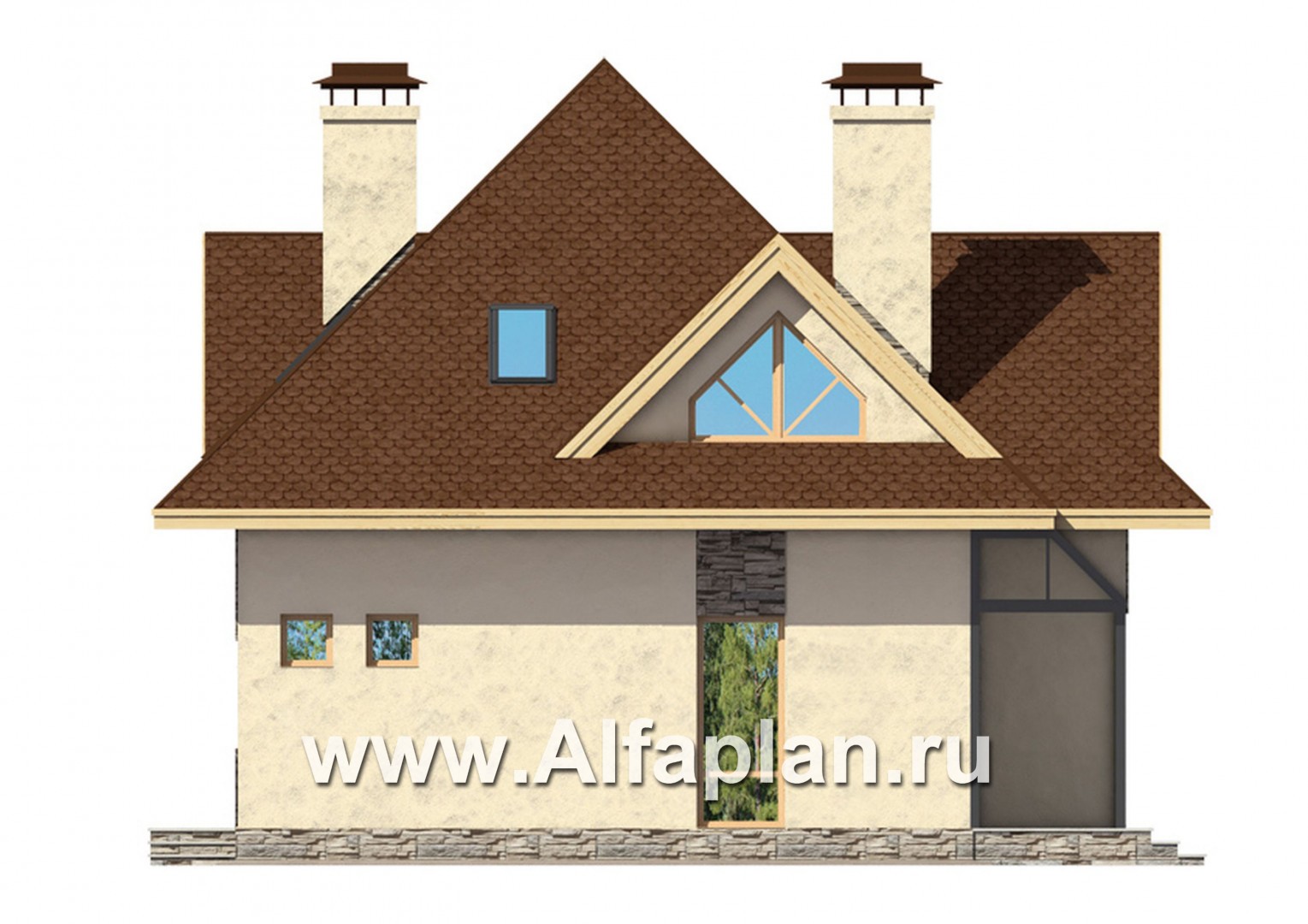 Проекты домов Альфаплан - Мансардный дом для маленького участка - изображение фасада №4