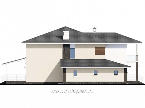 Проекты домов Альфаплан - "Акварель" - двухэтажный коттедж с гаражом и террасой - превью фасада №3
