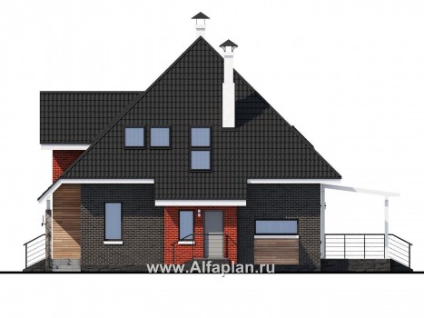Проекты домов Альфаплан - «Сириус» - современный мансардный дом - превью фасада №2