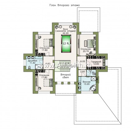 Проекты домов Альфаплан - «Рейн» — просторный современный коттедж  с большим гаражом - превью плана проекта №2