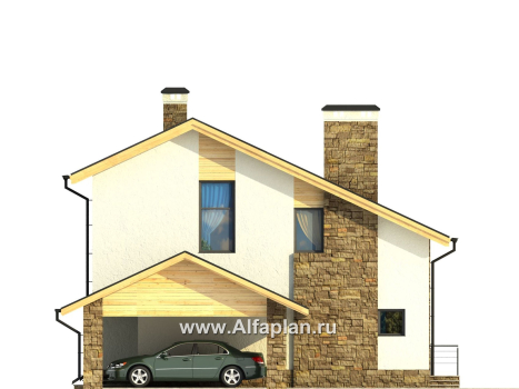 Проекты домов Альфаплан - Трехэтажный коттедж с угловым витражом - превью фасада №3
