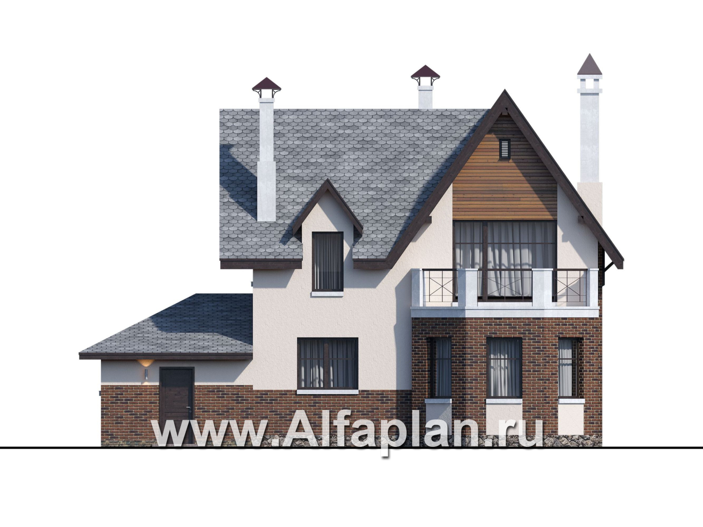 Проекты домов Альфаплан - «Стелла»- стильный дом с гаражом для маленького участка - изображение фасада №4