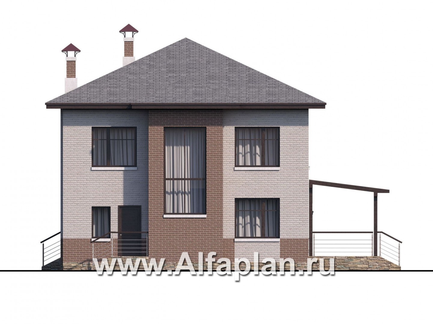 Проекты домов Альфаплан - «Печора» - стильный двухэтажный коттедж - изображение фасада №4