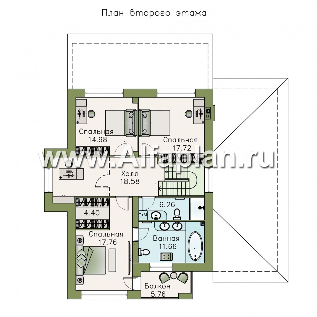 Проекты домов Альфаплан - «Ирида» - стильный современный дом с гаражом - план проекта №2