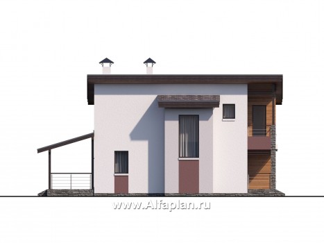 Проекты домов Альфаплан - «Арс» - дом с односкатной кровлей для узкого участка - превью фасада №2
