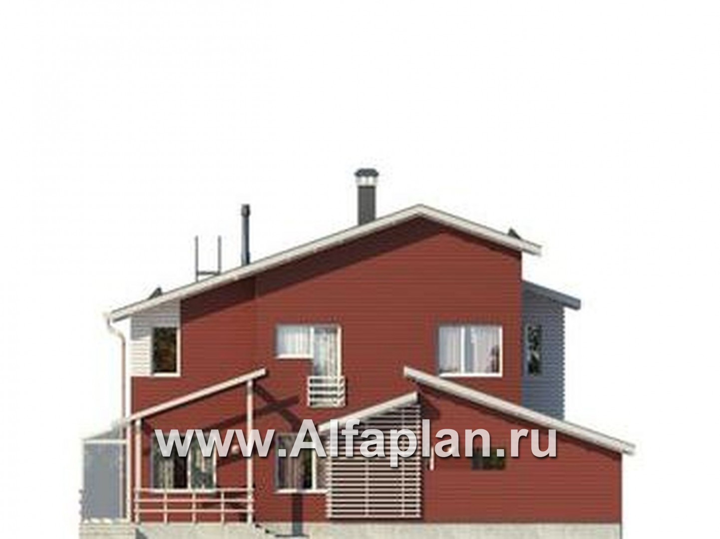 Проекты домов Альфаплан - Современный каркасный дом - изображение фасада №3