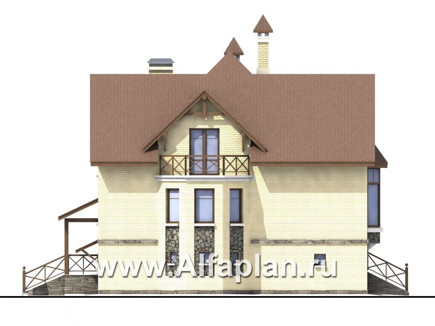 Проекты домов Альфаплан - «Серебряный век» - загородный дом с элементами арт-нуво - изображение фасада №3