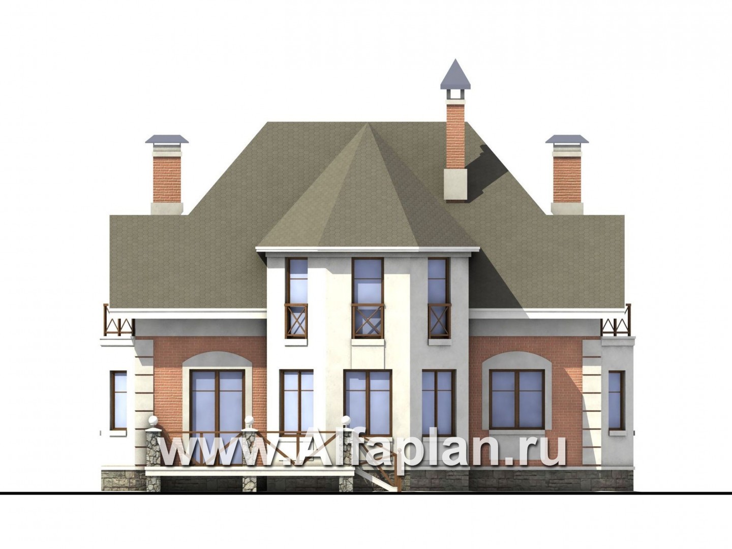 Проекты домов Альфаплан - «Ноблесса»  - коттедж в стиле «Петровское барокко» - изображение фасада №4