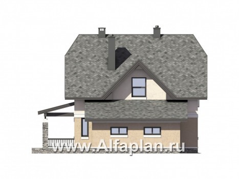 Проекты домов Альфаплан - Экономичный дом с гаражом - превью фасада №4