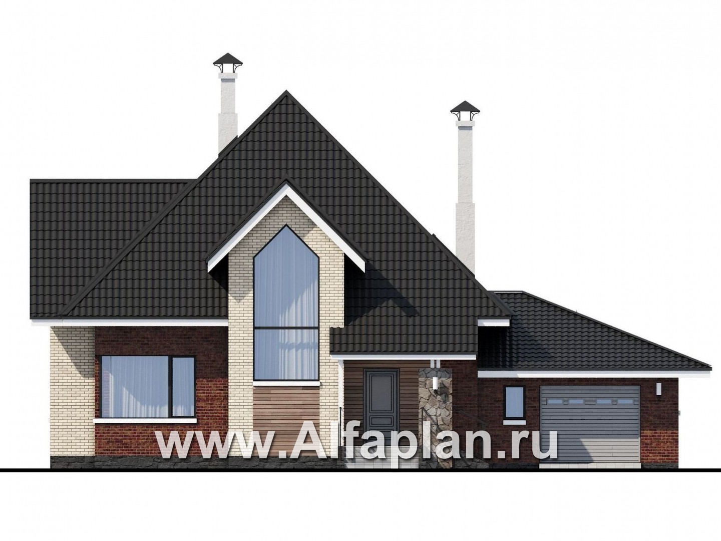 Проекты домов Альфаплан - «Сириус» - современный мансардный дом - изображение фасада №1