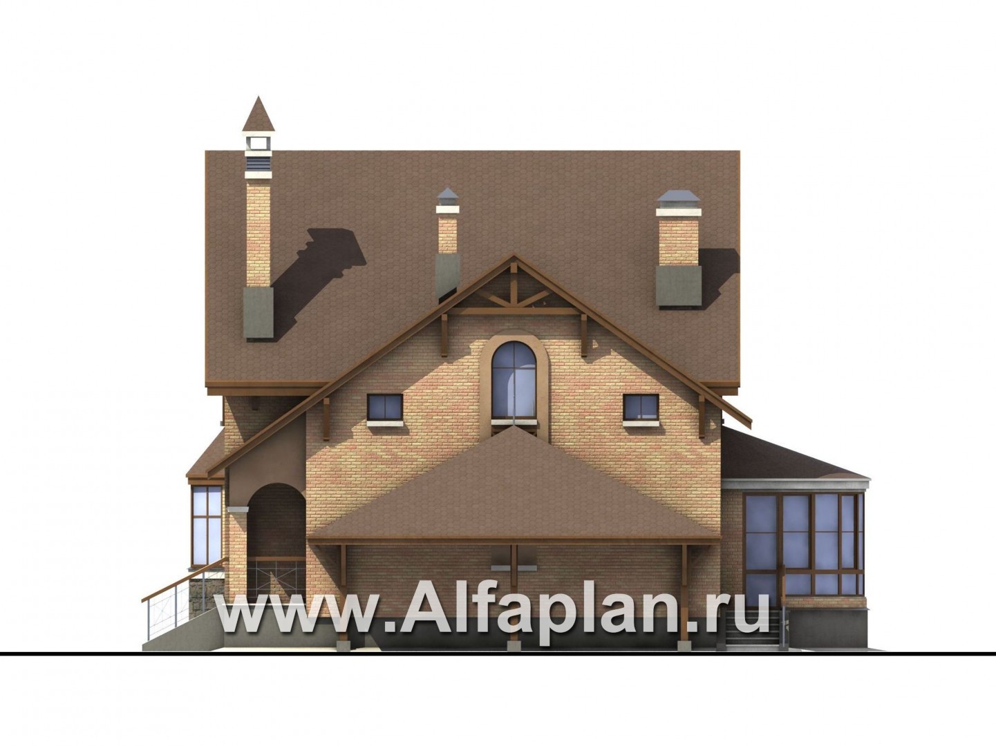 Проекты домов Альфаплан - «Вива Бе» - рациональный дом с навесом для машины - изображение фасада №2