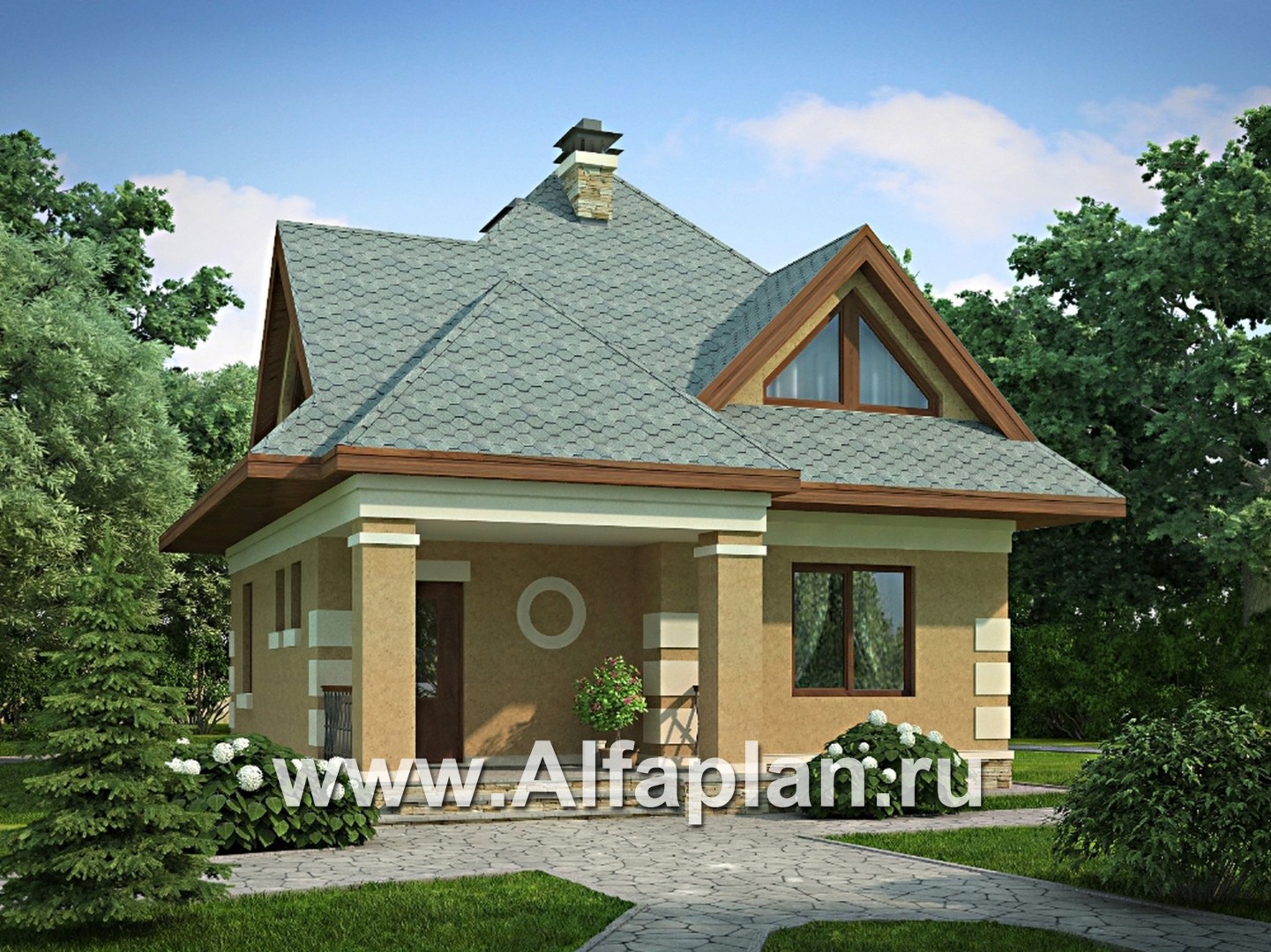 Проекты домов Альфаплан - Экономичный проект дома для маленького участка - основное изображение