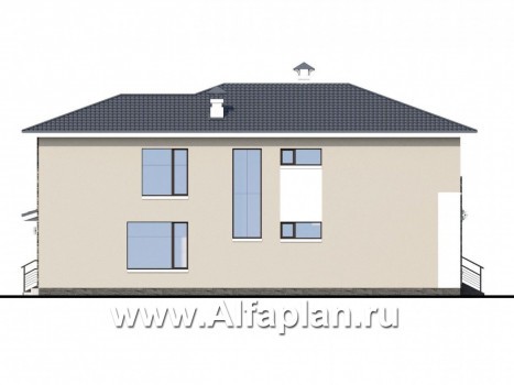 Проекты домов Альфаплан - «Выбор русалки» - современный комфортабельный дом с большим гаражом - превью фасада №3