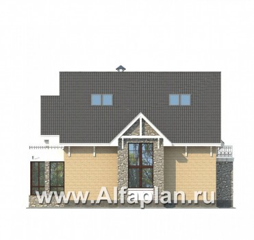 Проекты домов Альфаплан - «Белый ветер» - загородный коттедж с жилой мансардой - превью фасада №2