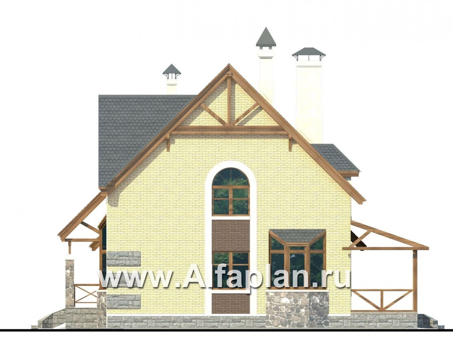 Проекты домов Альфаплан - «Особняк» - проект коттеджа в классической традиции - изображение фасада №2