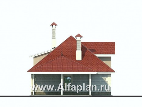 Проекты домов Альфаплан - Дом для отдыха с навесом для машин - превью фасада №3