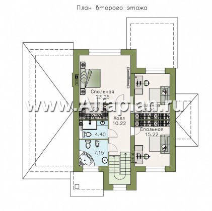 Проекты домов Альфаплан - «Равновесие» - изящный коттедж с террасами и гаражом - превью плана проекта №2