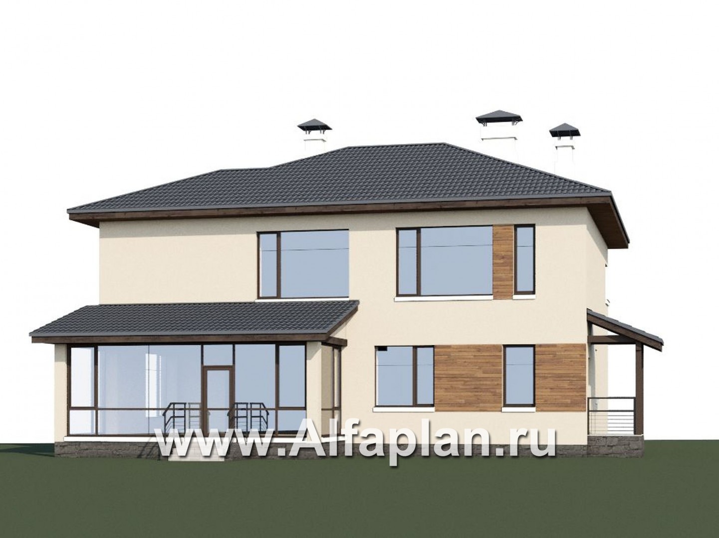 Проекты домов Альфаплан - «Прайд» - современный коттедж с остекленной верандой - дополнительное изображение №1