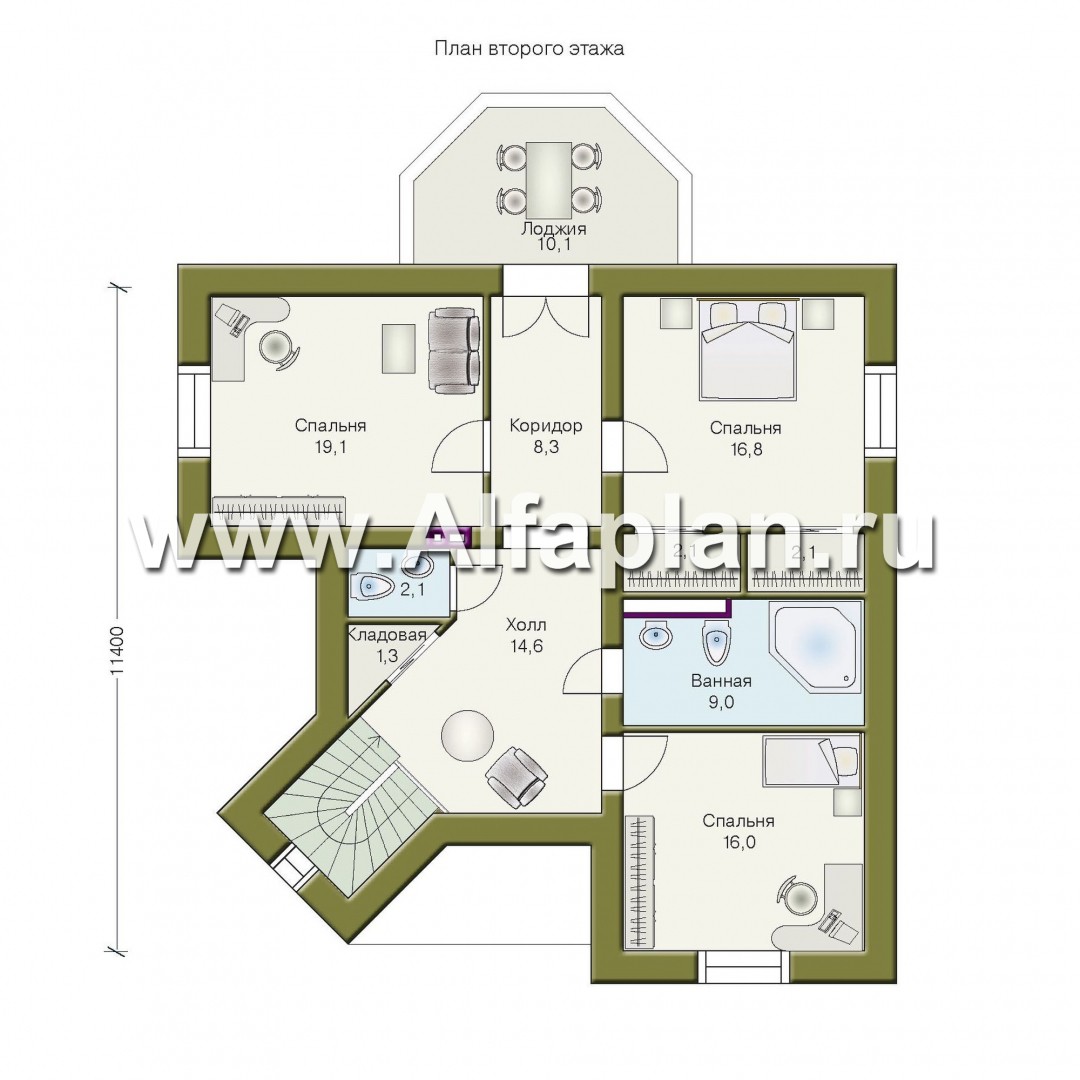 Проекты домов Альфаплан - «Баттерфляй» - коттедж для углового участка - изображение плана проекта №2