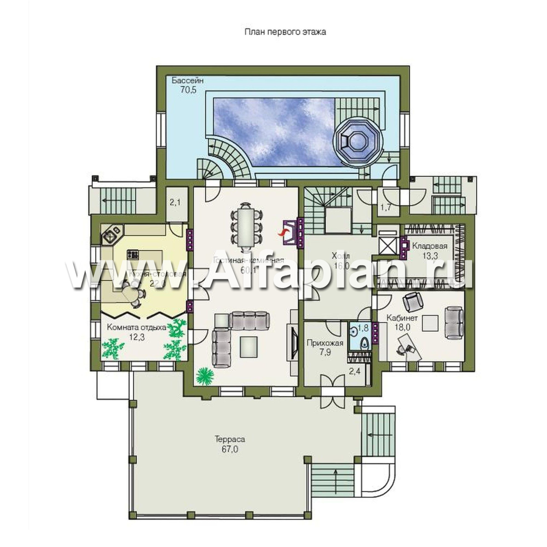 Проекты домов Альфаплан - «Поместье» - элитный коттедж в классическом стиле - план проекта №2