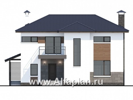 «Мотивация успеха» - проект двухэтажного дома с террасой, в скандинавском стиле - превью фасада дома