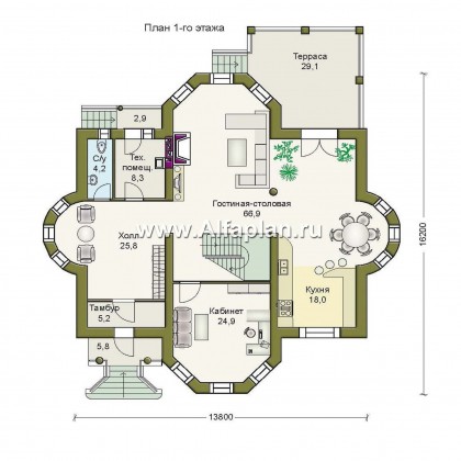 Проекты домов Альфаплан - «Белта» - респектабельный двухэтажный особняк - превью плана проекта №1
