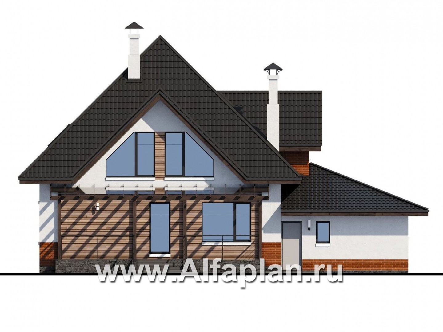 Проекты домов Альфаплан - «Капелла» - современный мансардный дом - изображение фасада №4