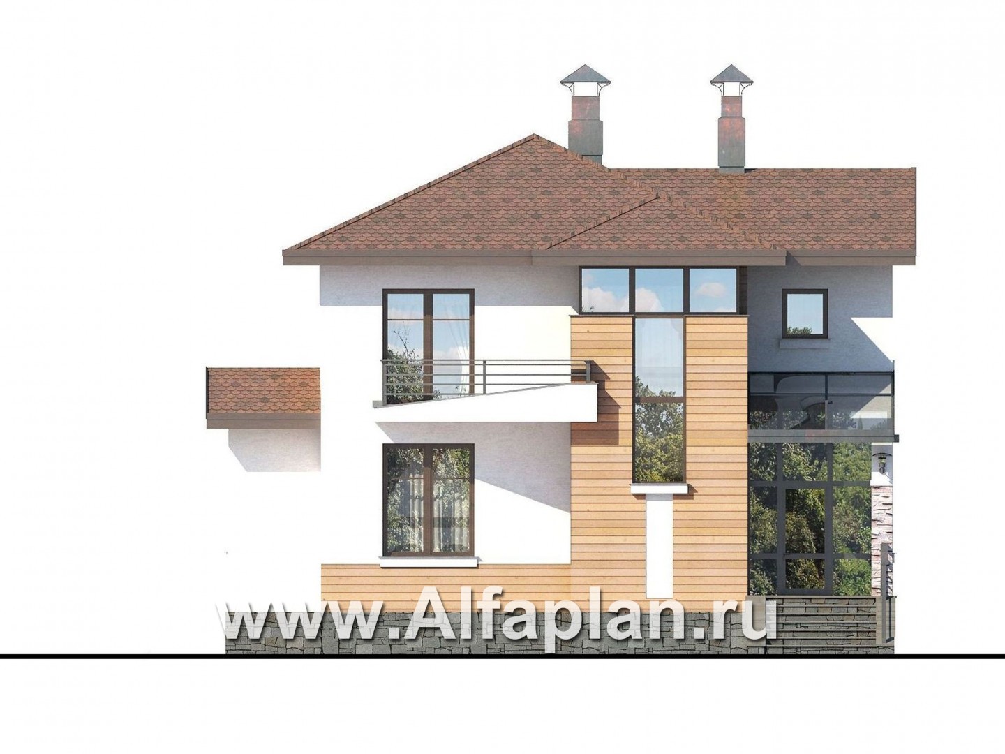 Проекты домов Альфаплан - «Тренд Плюс» - современный загородный дом - изображение фасада №1
