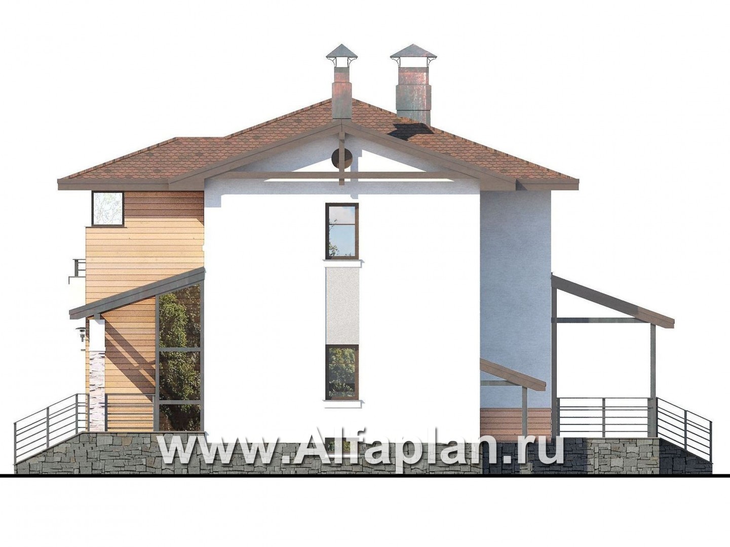 Проекты домов Альфаплан - «Тренд Плюс» - современный загородный дом - изображение фасада №2