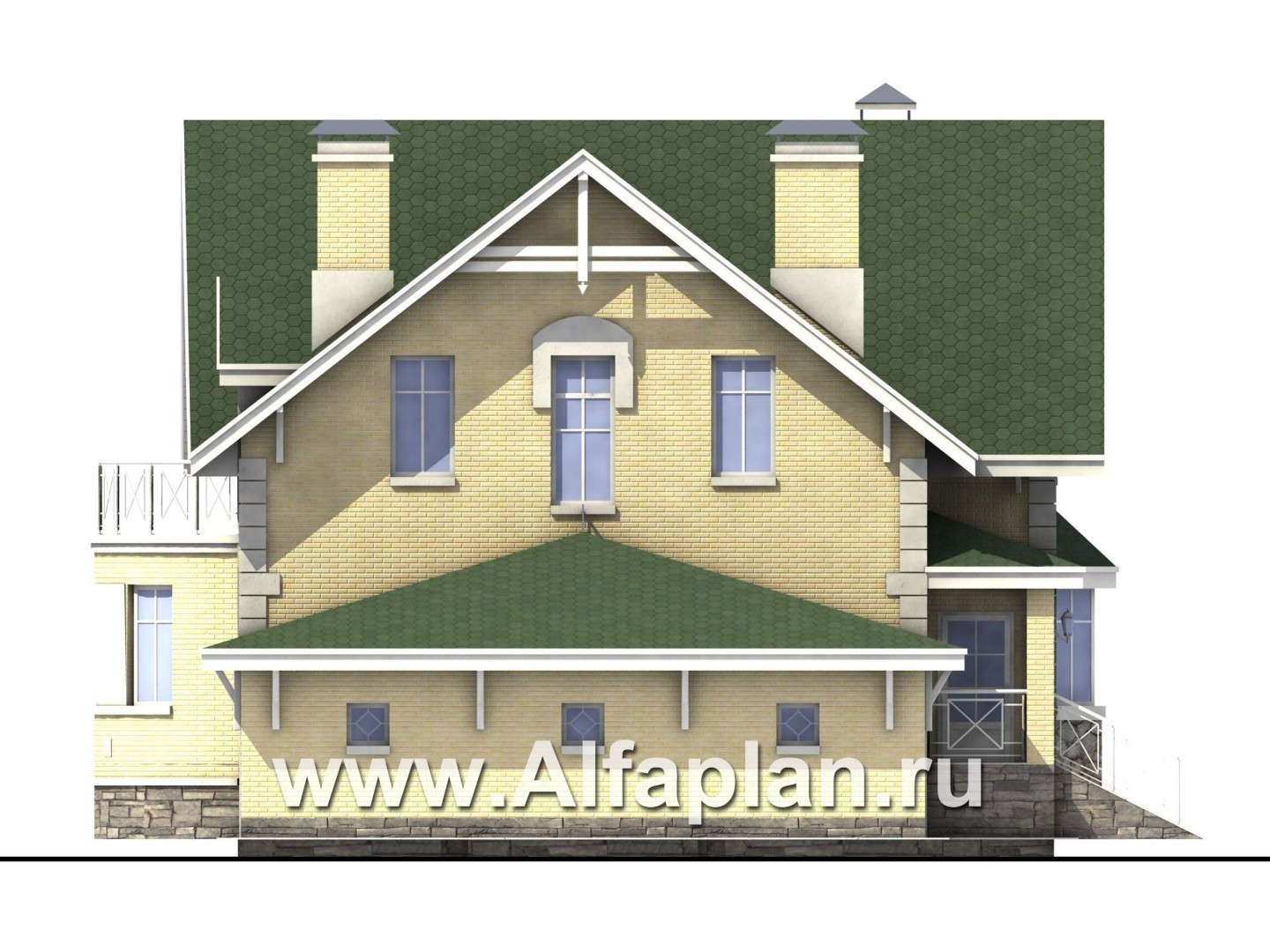 Проекты домов Альфаплан - «Ретростилиса» - рациональный дом с гаражом - изображение фасада №3