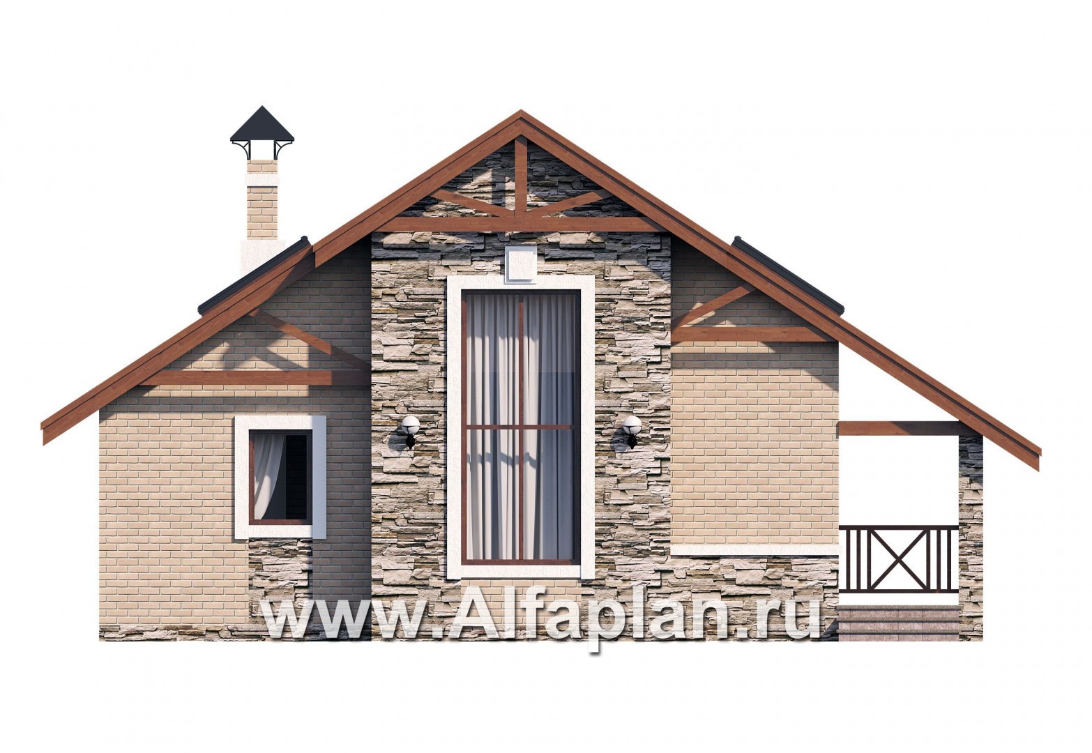 Проекты домов Альфаплан - Дом для отдыха (баня) с жилой мансардой - изображение фасада №1
