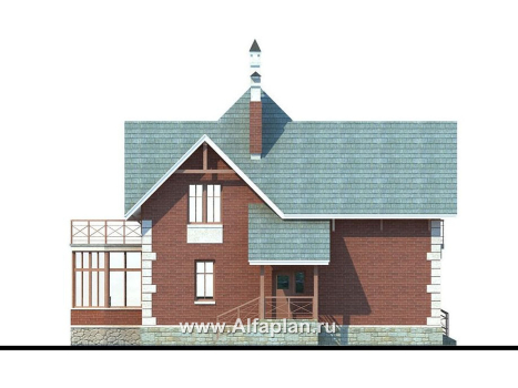 Проекты домов Альфаплан - «Приорат» - двухэтажный коттедж с рустовкой - превью фасада №3