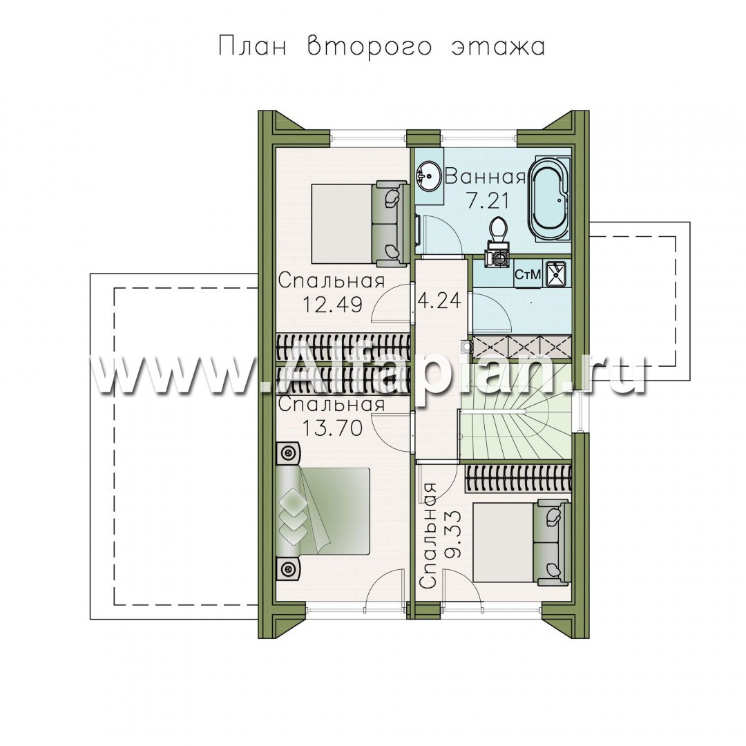 Проекты домов Альфаплан - «Сигма» - футуристичный дом в два этажа - изображение плана проекта №2